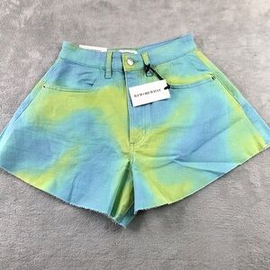 We Wore What Flare Bell Shorts Blue and Green Size 24 New